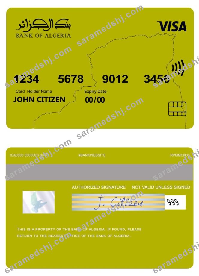 Algeria bank of Algeria visa card